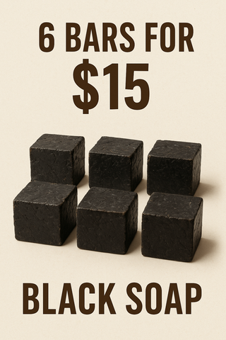 6 raw black soap pieces